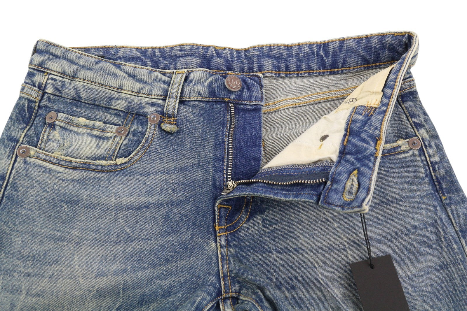 R13 Boy Straight Women's Jeans 27 Kelly Stretch Blue Ankle Length Denim RRP645