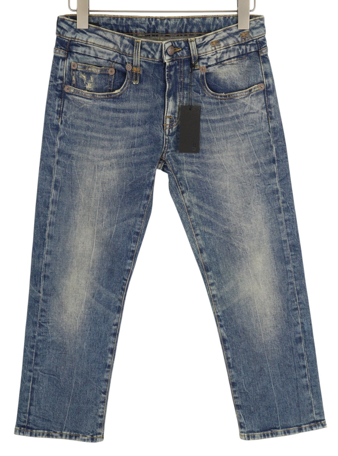 R13 Boy Straight Women's Jeans 27 Kelly Stretch Washed Blue Ankle Denim RRP645