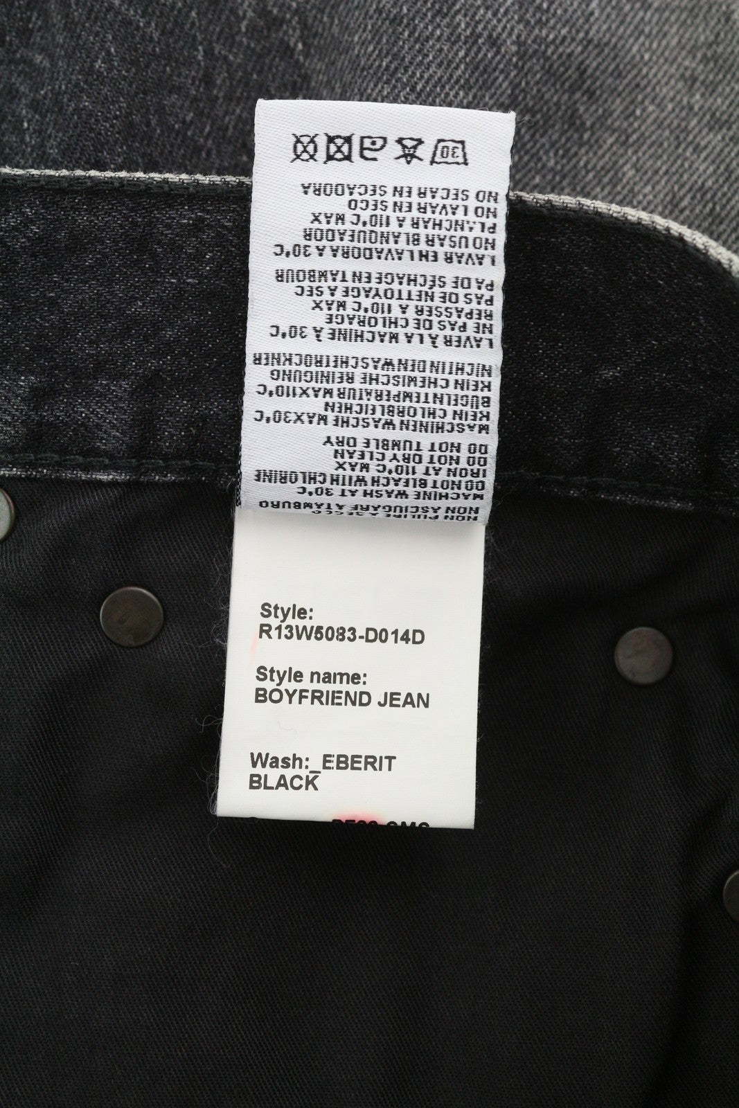 R13 Boyfriend Women Jeans 27 Eberit Black Distressed Cropped Ankle Denim RRP595