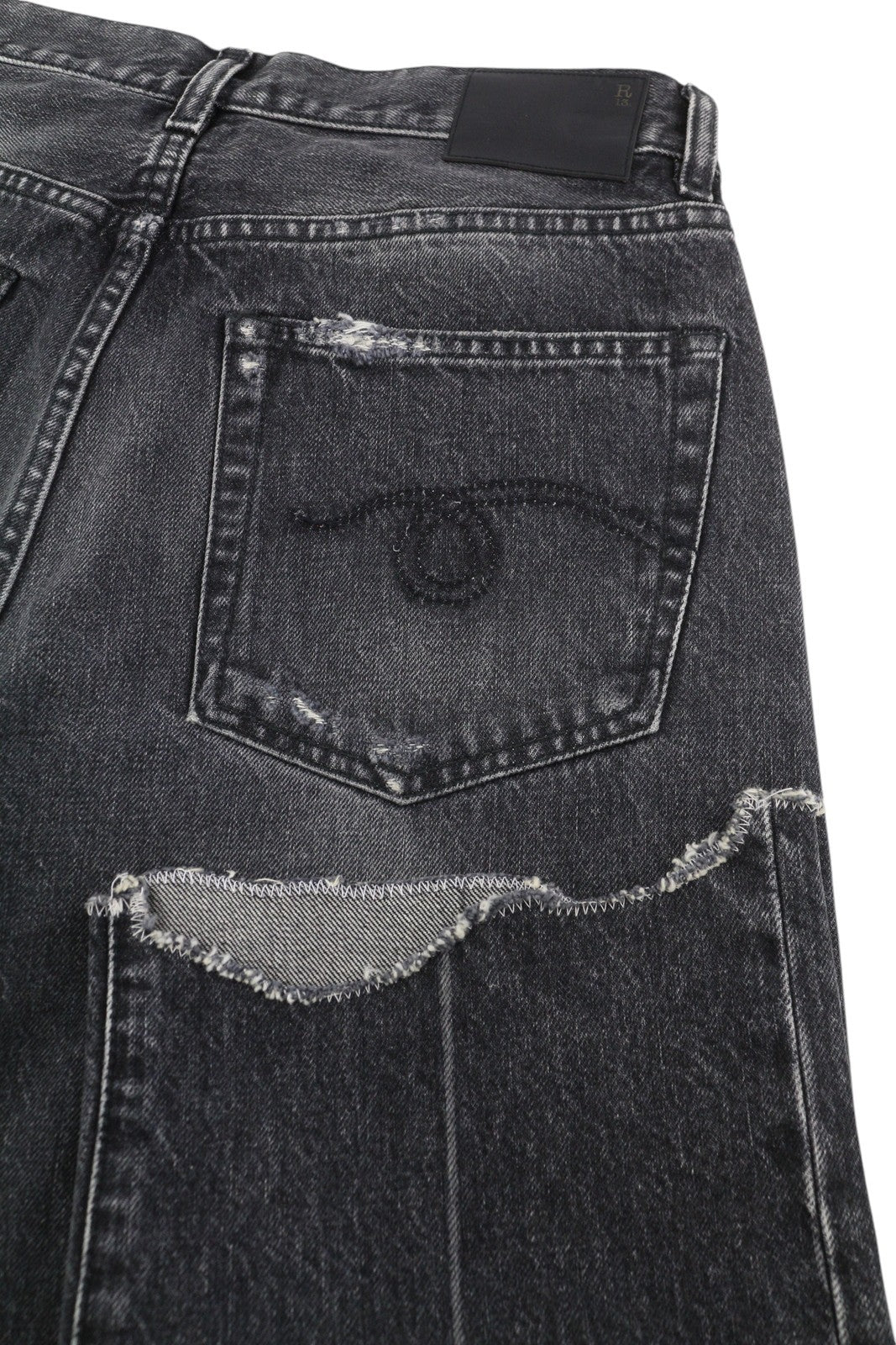 R13 Boyfriend Women Jeans 27 Eberit Black Distressed Cropped Ankle Denim RRP595