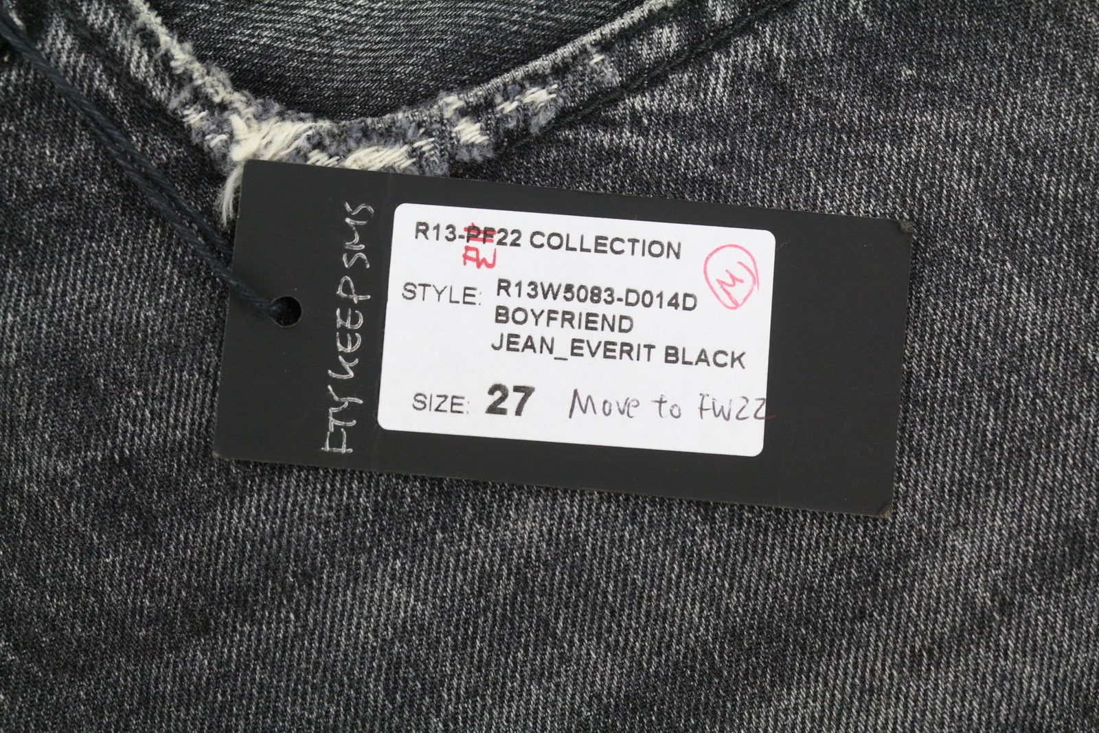 R13 Boyfriend Women Jeans 27 Eberit Black Distressed Cropped Ankle Denim RRP595