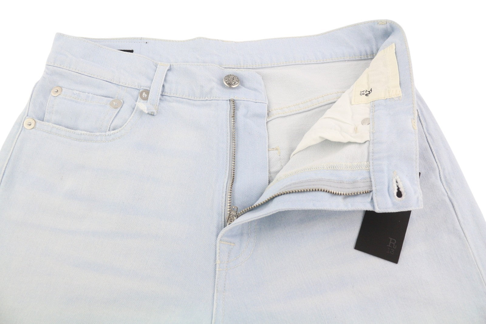 R13 Romeo Women's Jeans 28 Washed Blue Stretch Cropped Ankle Zip Fly Denim