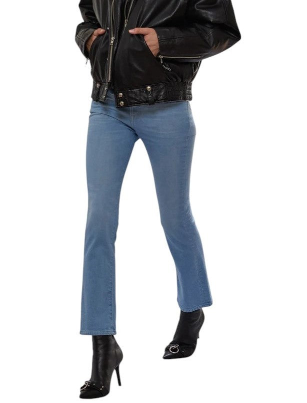 R13 Kick Women's Jeans 29 Baby Blue Stretch Cropped Ankle Washed Denim RRP695