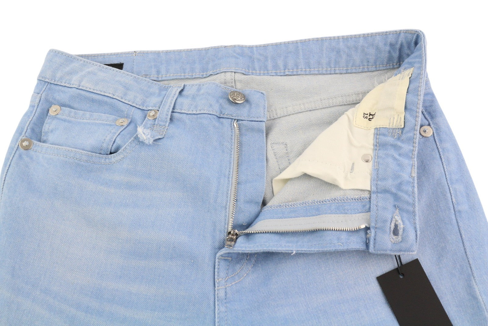 R13 Kick Women's Jeans 29 Baby Blue Stretch Cropped Ankle Washed Denim RRP695