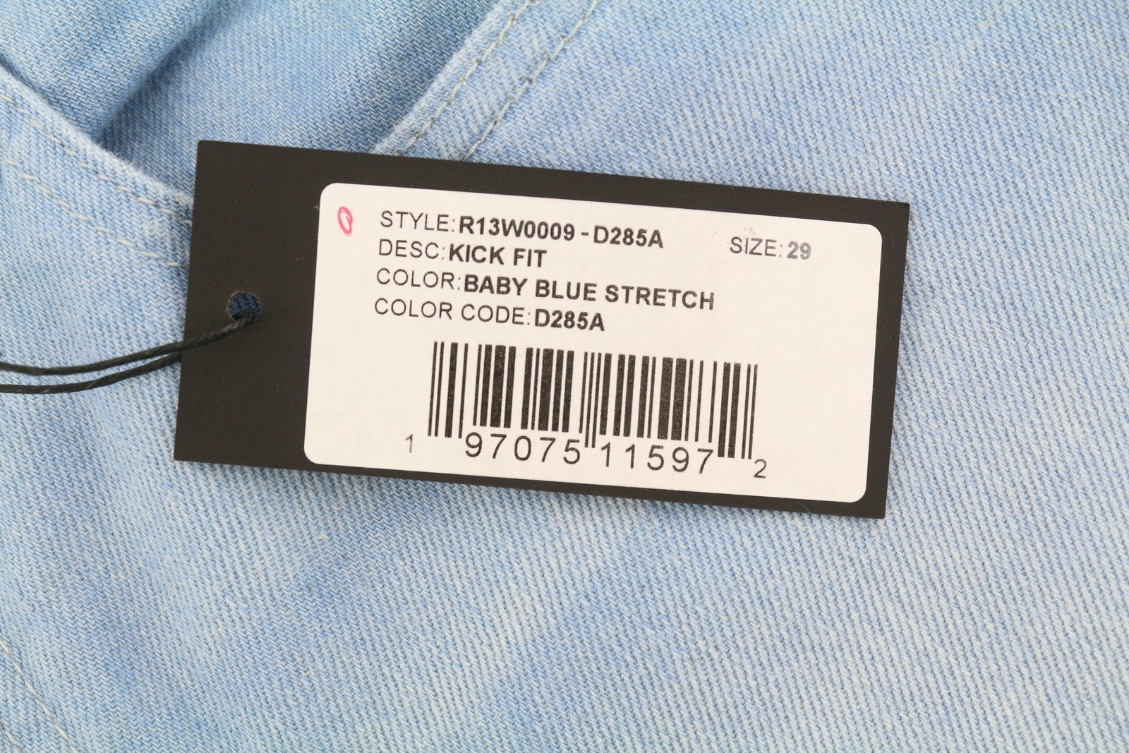 R13 Kick Women's Jeans 29 Baby Blue Stretch Cropped Ankle Washed Denim RRP695