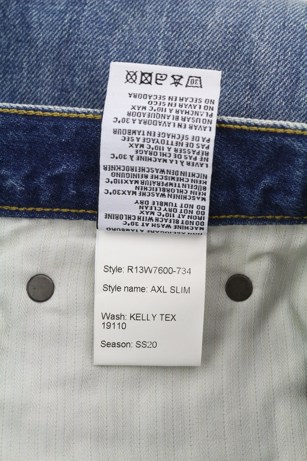 R13 Axl Slim Women's Jeans 27 Kelly Washed Blue Zip Fly Logo Denim