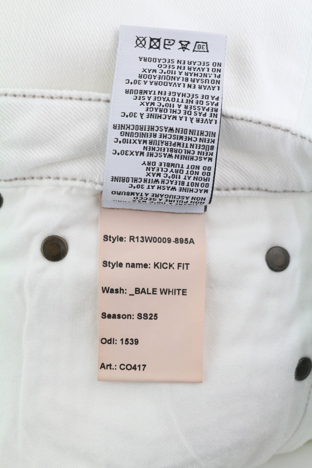 R13 Kick Women's Jeans 29 Bale White Bootcut Zip Fly Ankle Denim RRP526