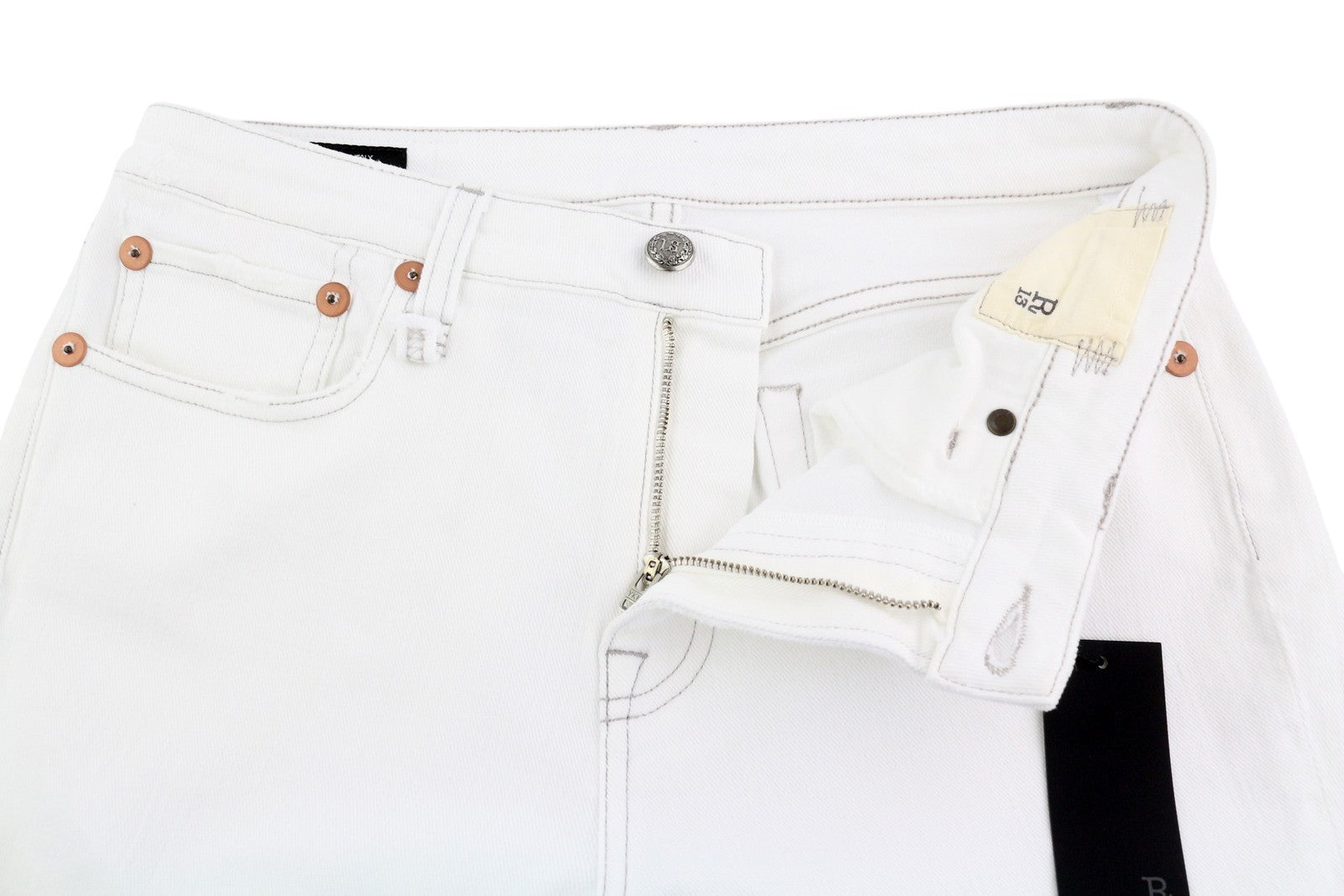 R13 Kick Women's Jeans 29 Bale White Bootcut Zip Fly Ankle Denim RRP526