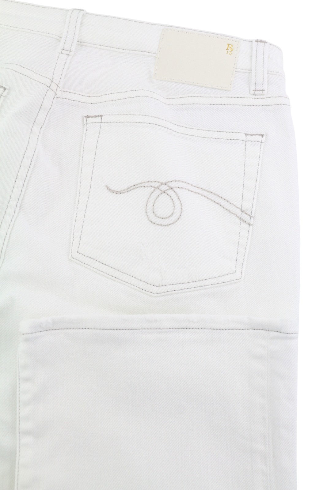 R13 Kick Women's Jeans 29 Bale White Bootcut Zip Fly Ankle Denim RRP526