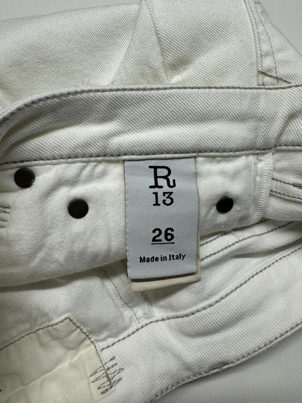 R13 Kick Women's Jeans 26 Bale White Bootcut Zip Fly Ankle Denim RRP526