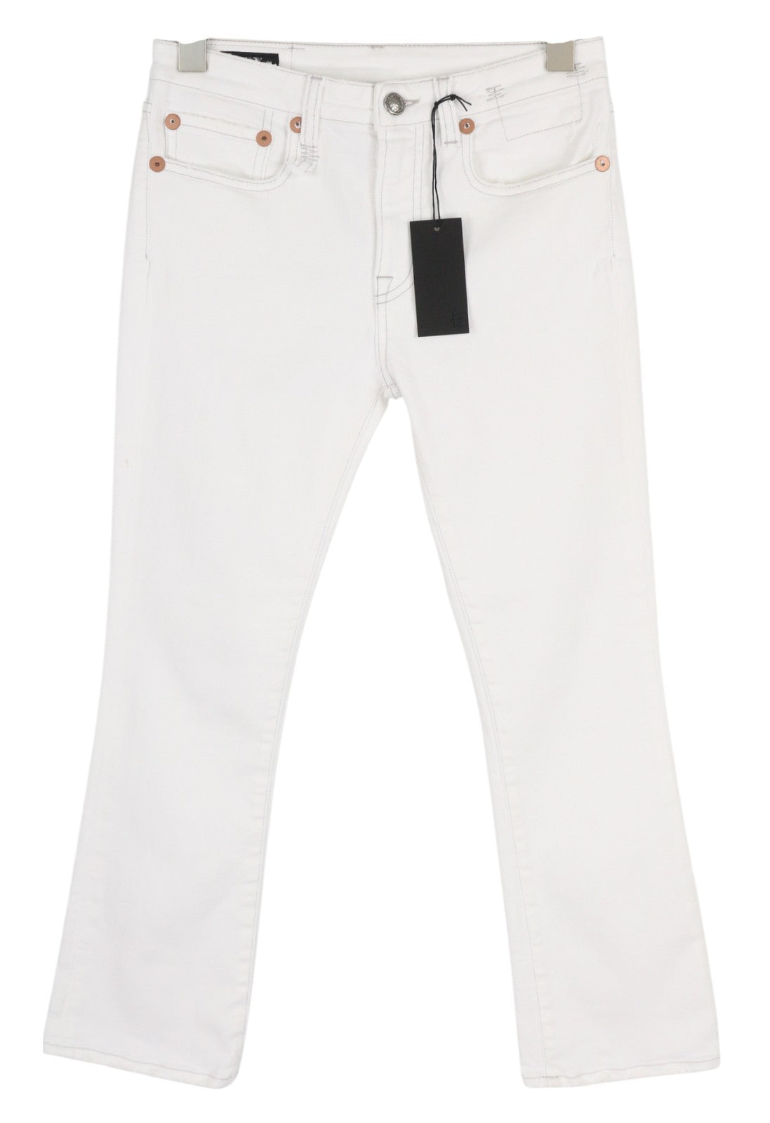 R13 Kick Women's Jeans 26 Bale White Bootcut Zip Fly Ankle Denim RRP526