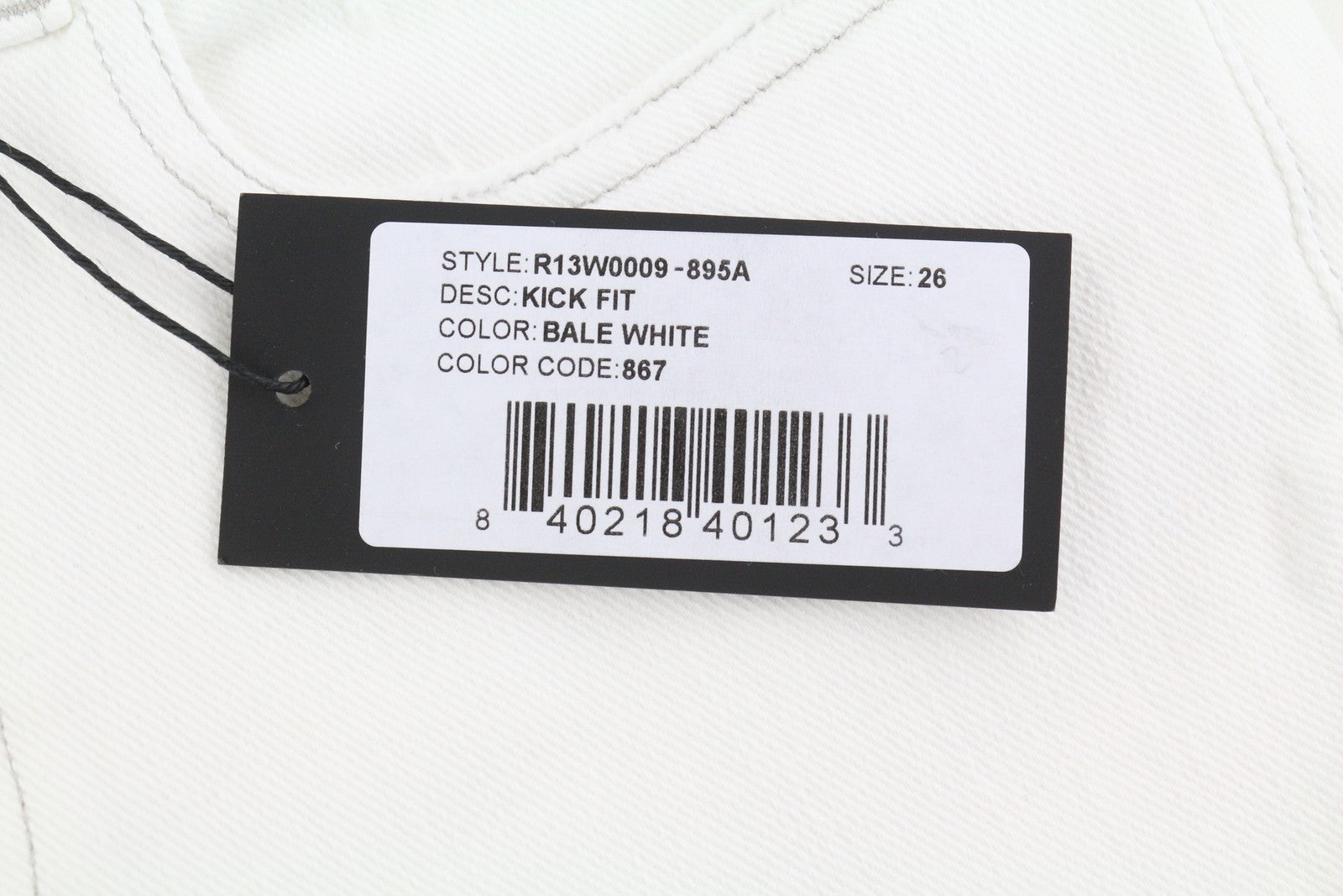 R13 Kick Women's Jeans 26 Bale White Bootcut Zip Fly Ankle Denim RRP526