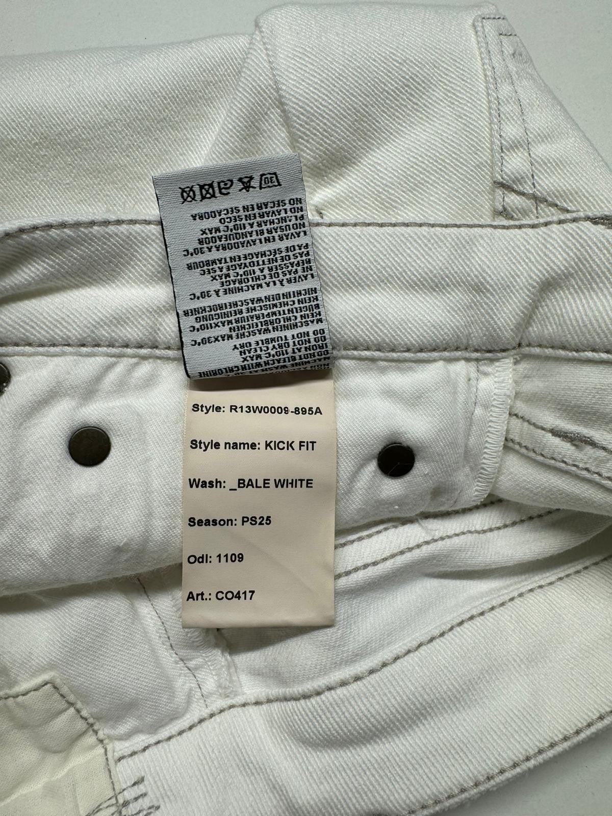 R13 Kick Women's Jeans 26 Bale White Bootcut Zip Fly Ankle Denim RRP526