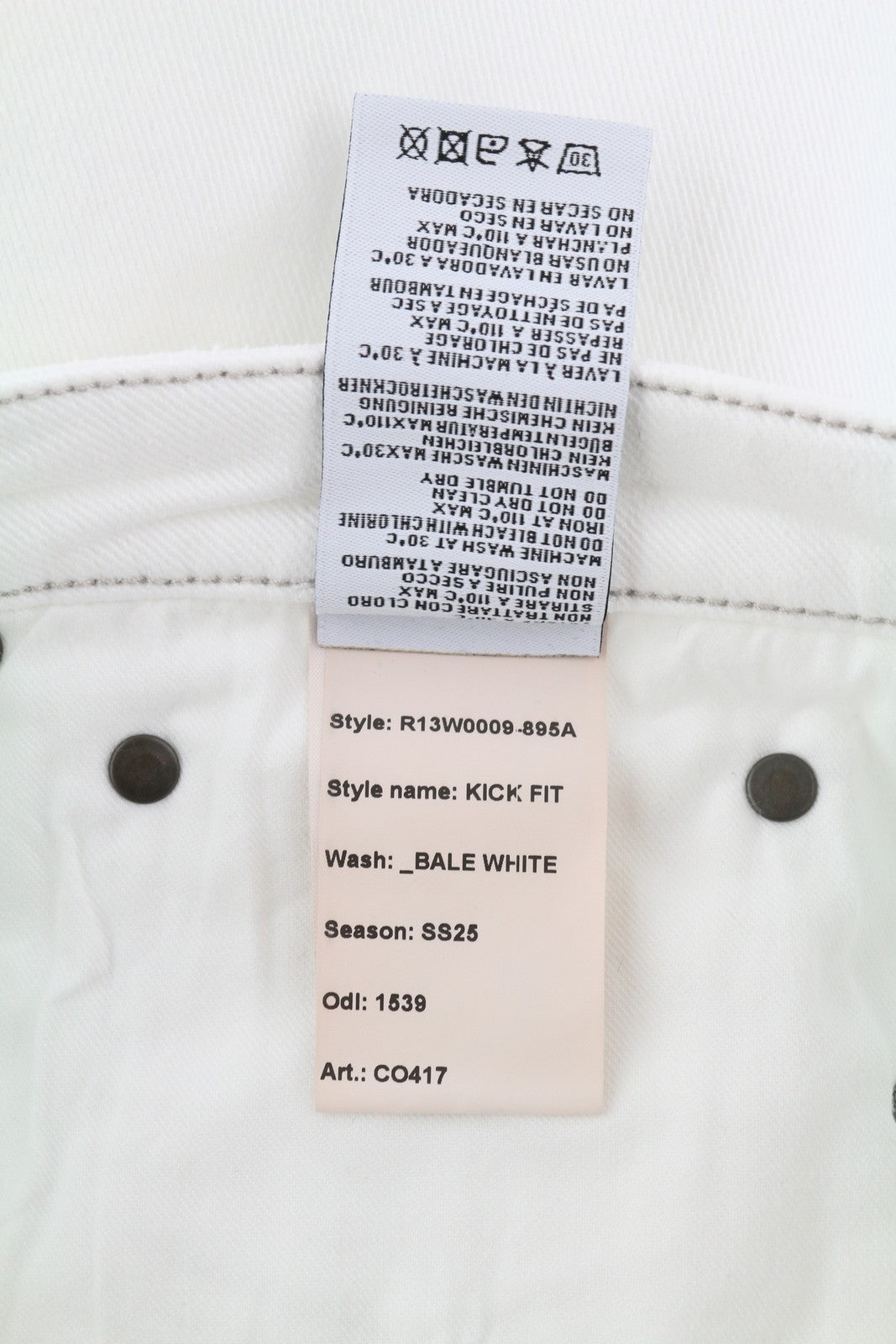 R13 Kick Women's Jeans 30 Bale White Bootcut Zip Fly Ankle Denim RRP526