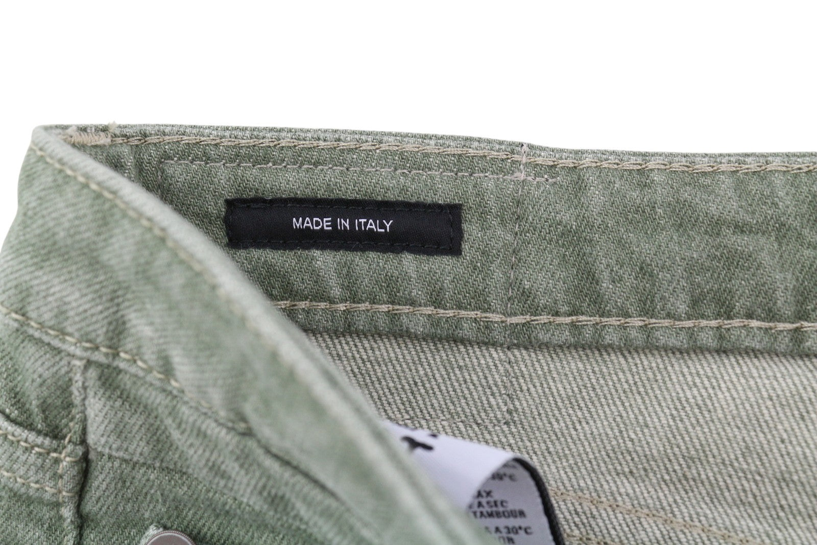 R13 Boy Straight Women Jeans 30 Army Green Stretch Cropped Slim Straight RRP695