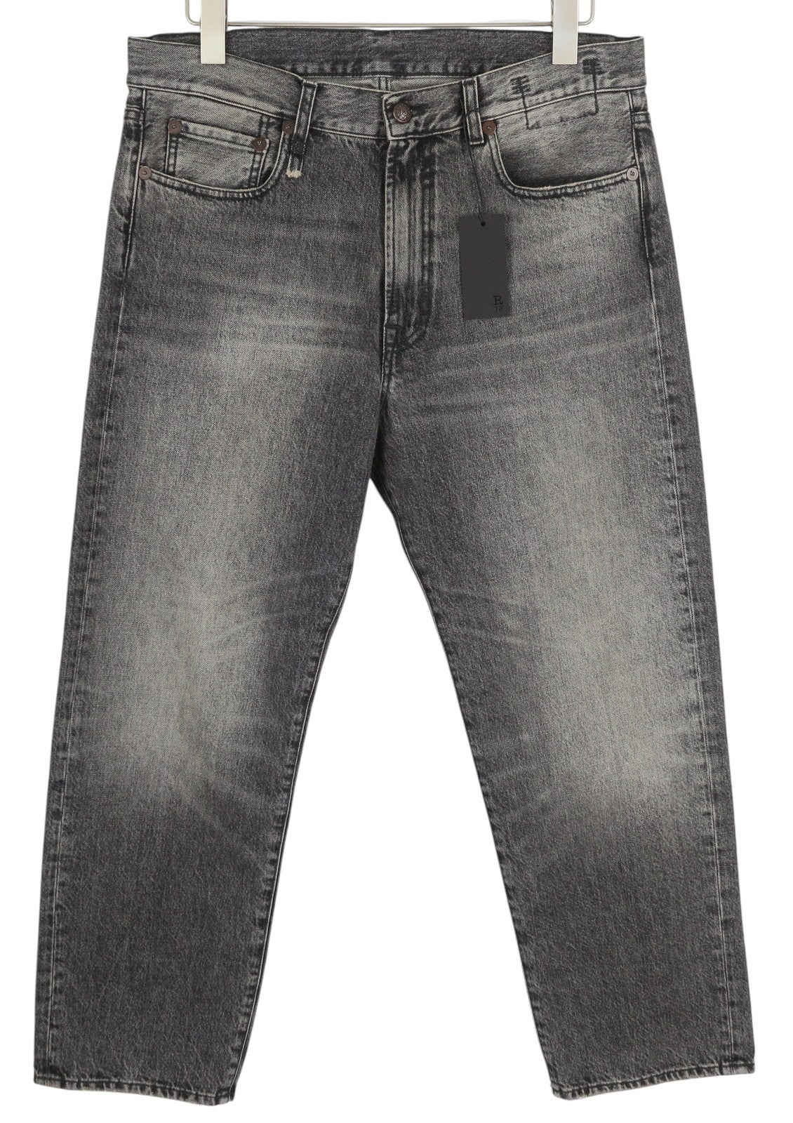 R13 Boyfriend Women's Jeans 29 Straight Zip Fly Washed Leyton Black Denim