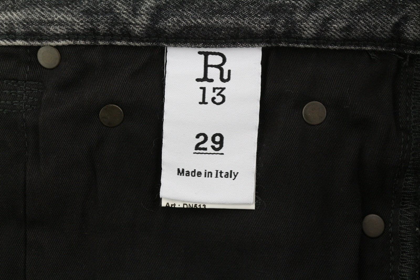 R13 Boyfriend Women's Jeans 29 Straight Zip Fly Washed Leyton Black Denim