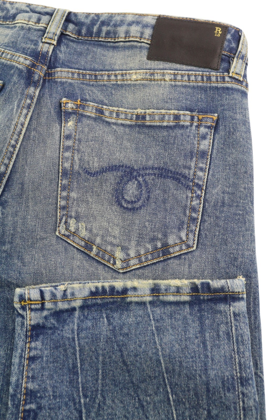 R13 Boy Straight Women Jeans 26 Kelly Stretch Washed Blue Cropped Ankle RRP645