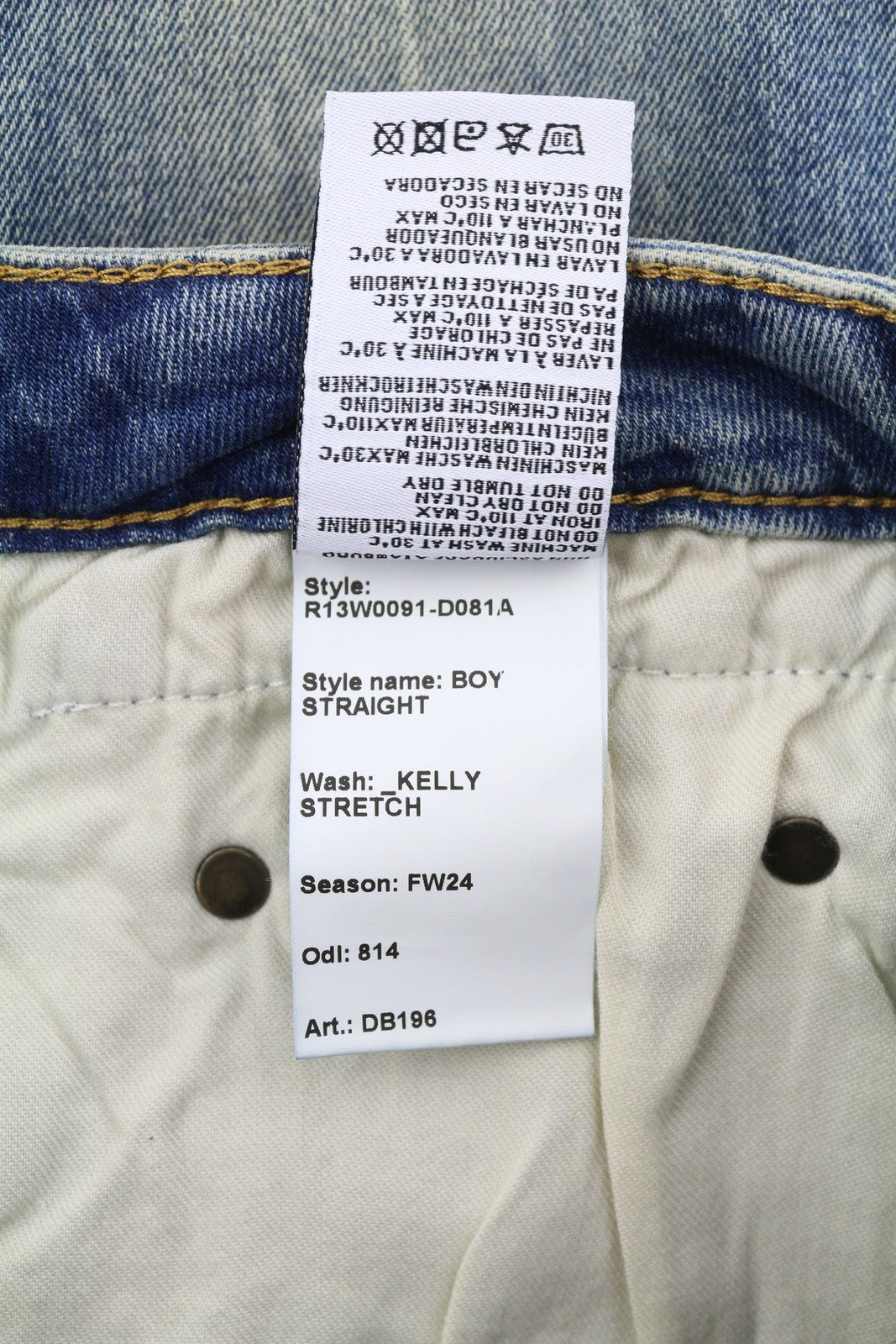 R13 Boy Straight Women's Jeans 26 Washed Blue Kelly Stretch Ankle Crop RRP645