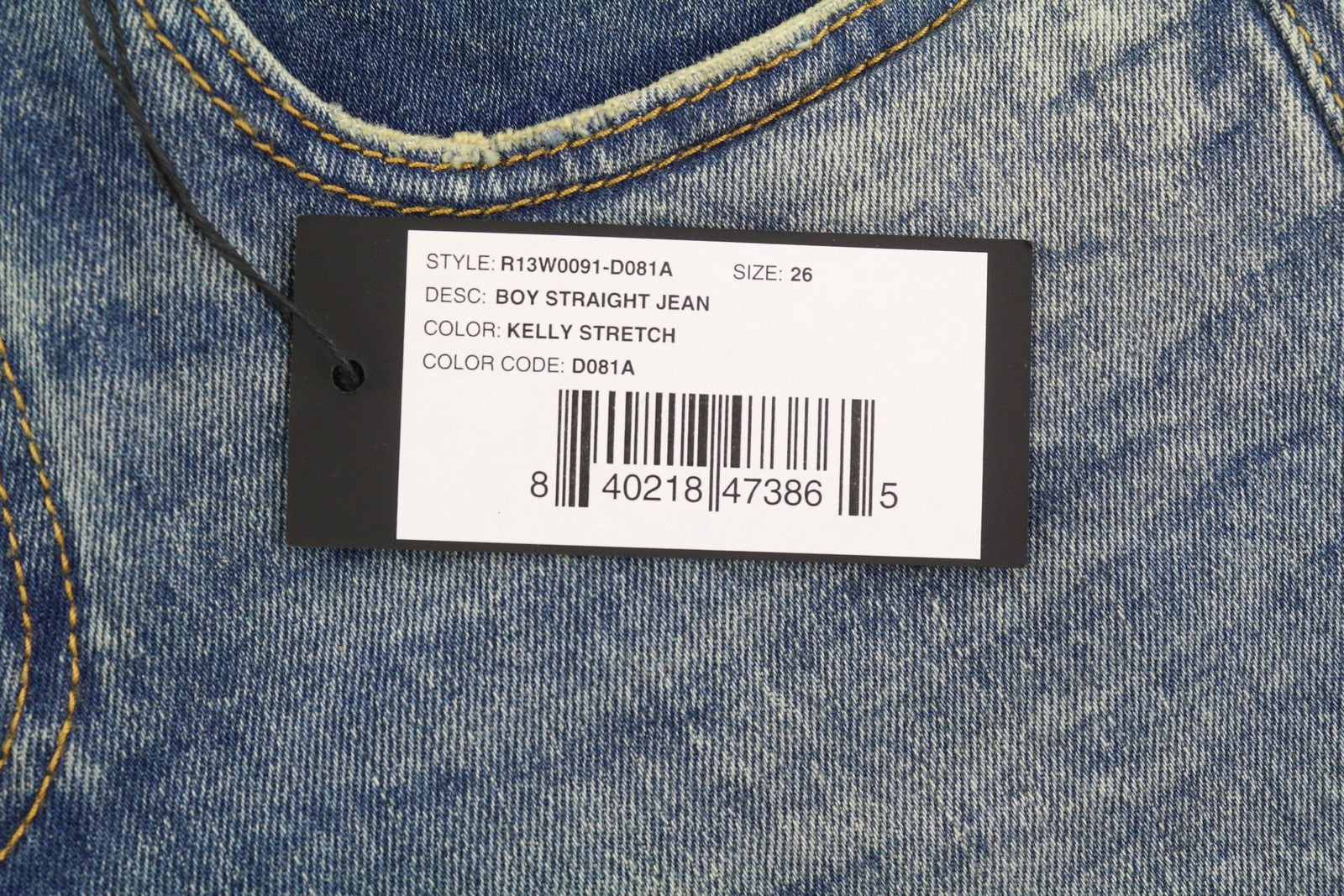 R13 Boy Straight Women's Jeans 26 Washed Blue Kelly Stretch Ankle Crop RRP645