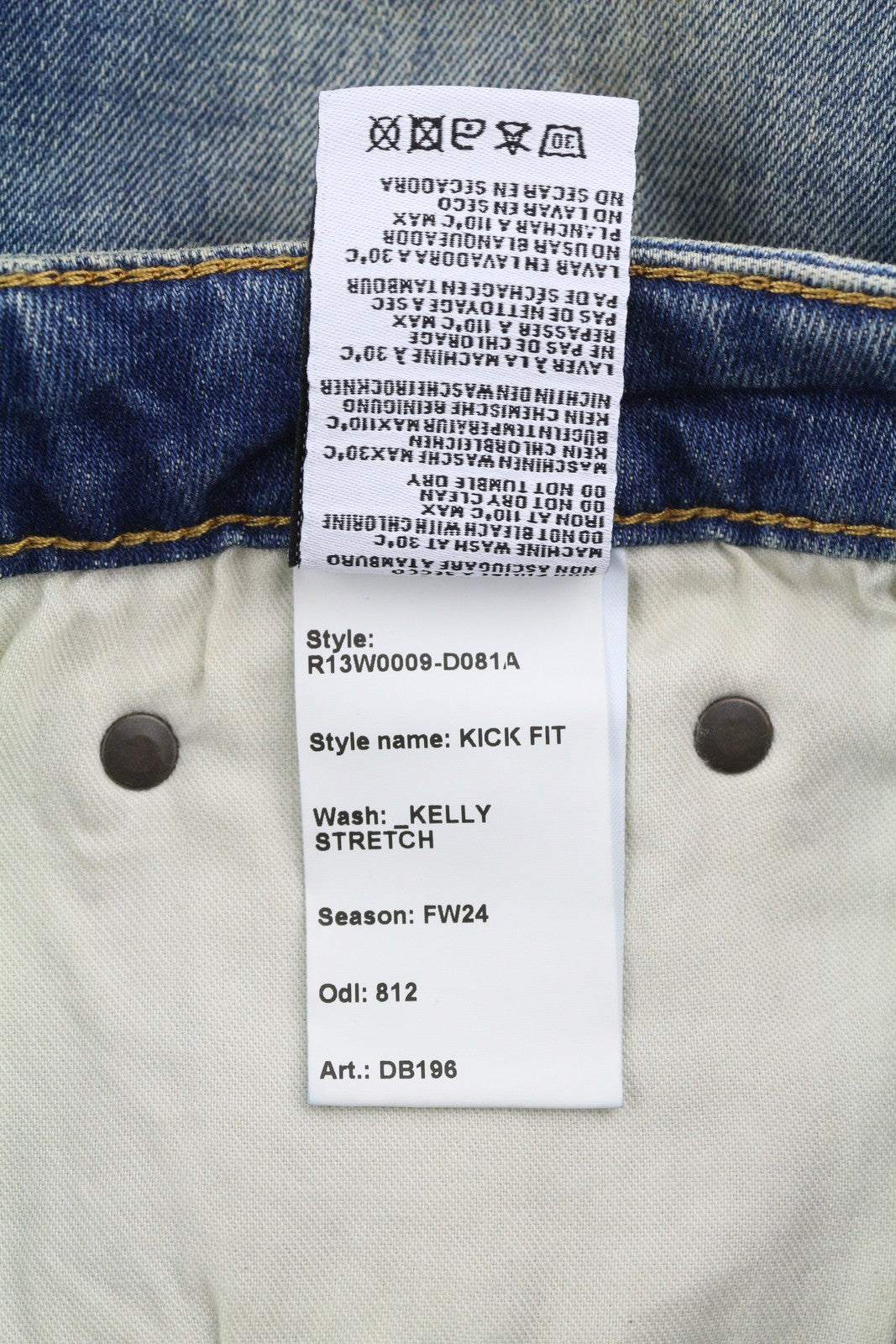 R13 Kick Women's Jeans 30 Kelly Stretch Washed Blue Cropped Ankle Denim RRP650