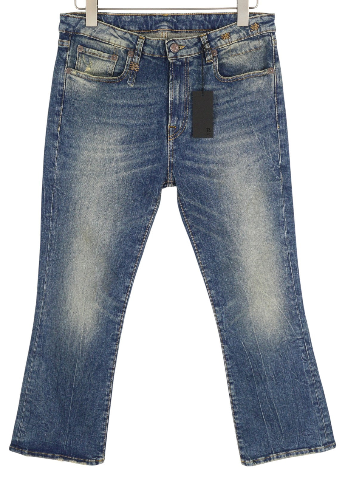 R13 Kick Women's Jeans 30 Kelly Stretch Washed Blue Cropped Ankle Denim RRP650