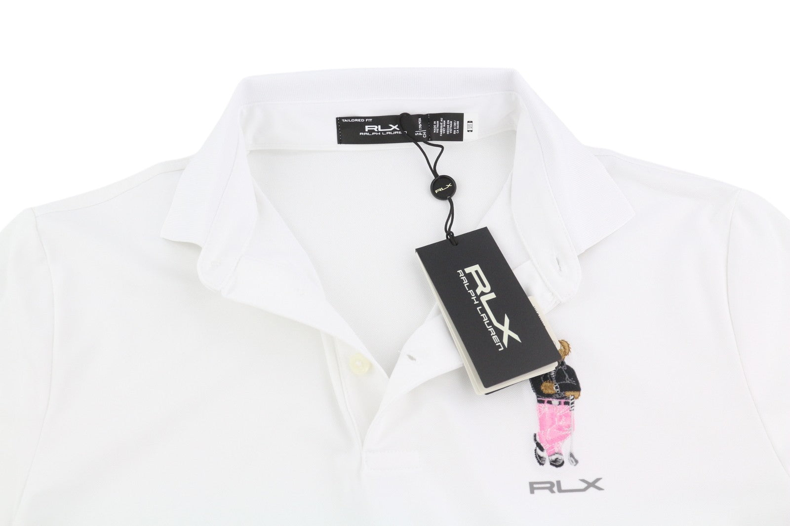 RLX RALPH LAUREN Golf Men T-Shirt S White Bear Wicking Short Sleeve Polo RRP179