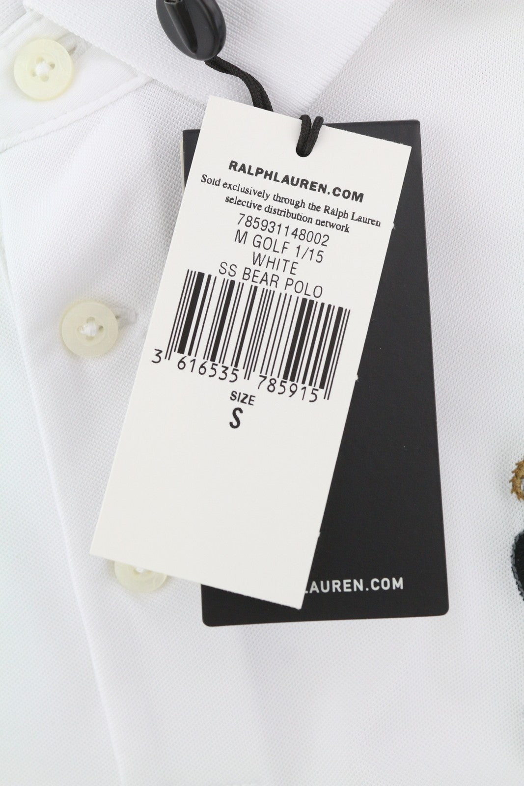 RLX RALPH LAUREN Golf Men T-Shirt S White Bear Wicking Short Sleeve Polo RRP179