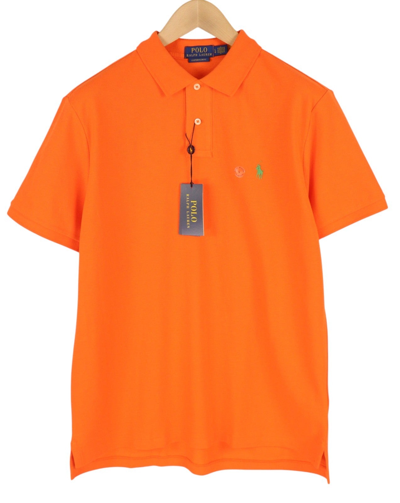 RALPH LAUREN Custom Slim Fit Men's T-Shirt L Orange Polo Short Sleeve