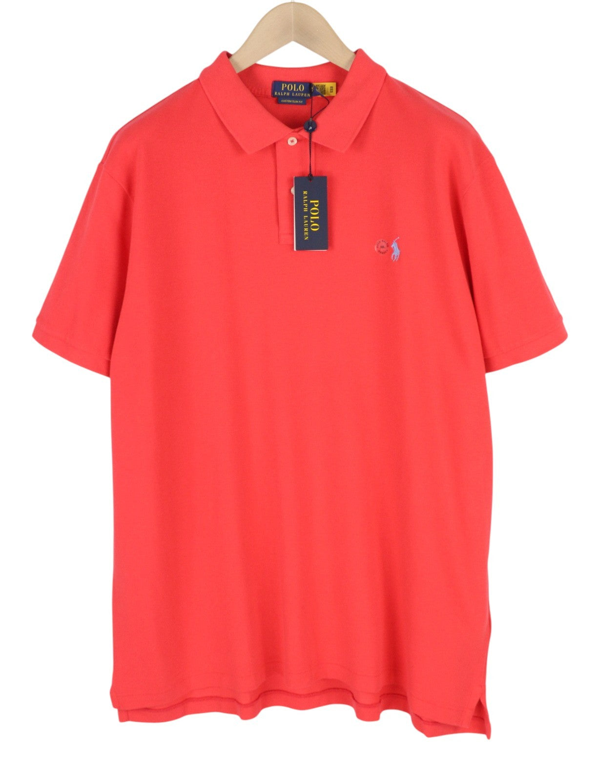 RALPH LAUREN Custom Slim Fit Men's T-Shirt 2XL Red Polo Short Sleeve