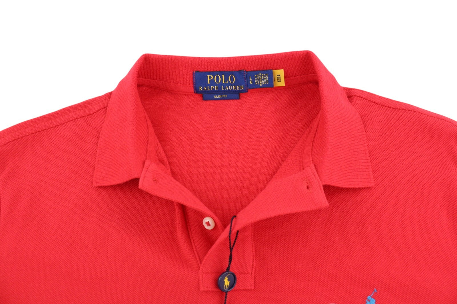 RALPH LAUREN Slim Fit Men's T-Shirt L Red Polo Logo Short Sleeve RRP129