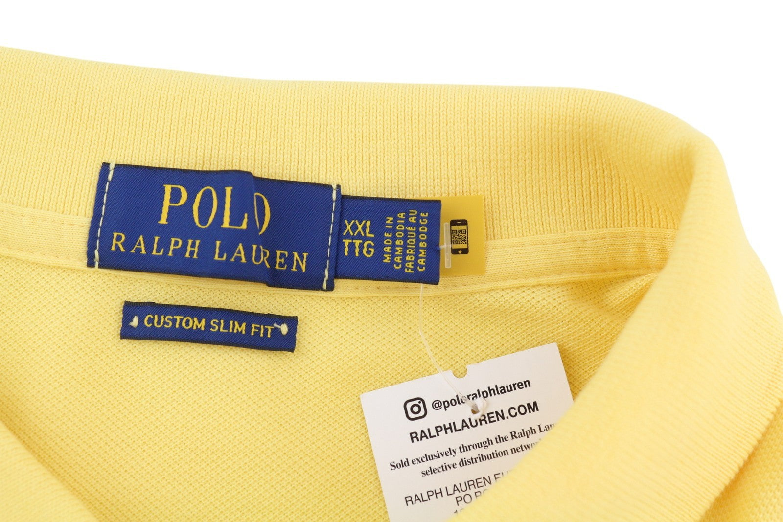RALPH LAUREN Custom Slim Fit Men's T-Shirt 2XL Yellow Short Sleeve Polo RRP125