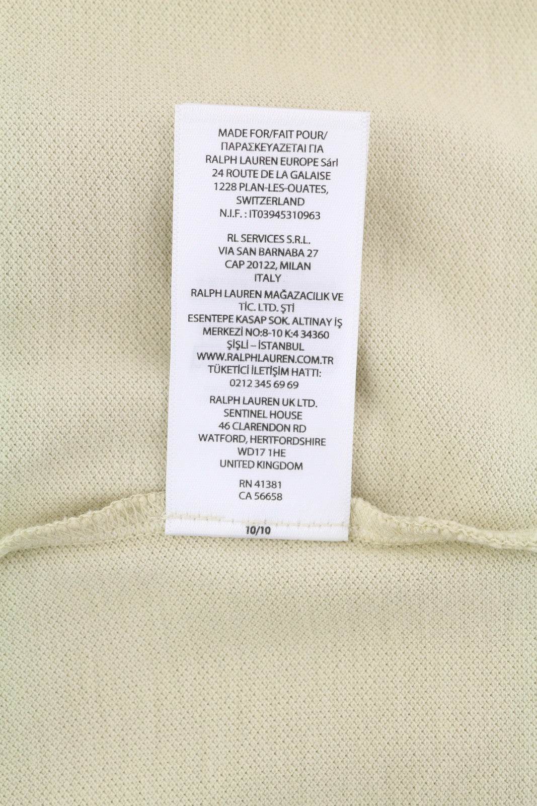 RALPH LAUREN Classic Fit Men's T-Shirt XL Beige Polo Short Sleeve RRP185