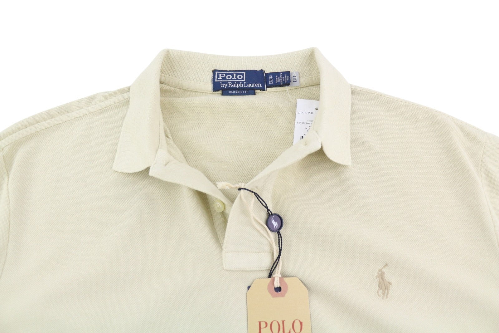 RALPH LAUREN Classic Fit Men's T-Shirt XL Beige Polo Short Sleeve RRP185