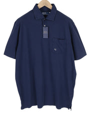 RALPH LAUREN Men's T-Shirt XL Blue Linen Blend Pocket Short Sleeve Polo RRP175