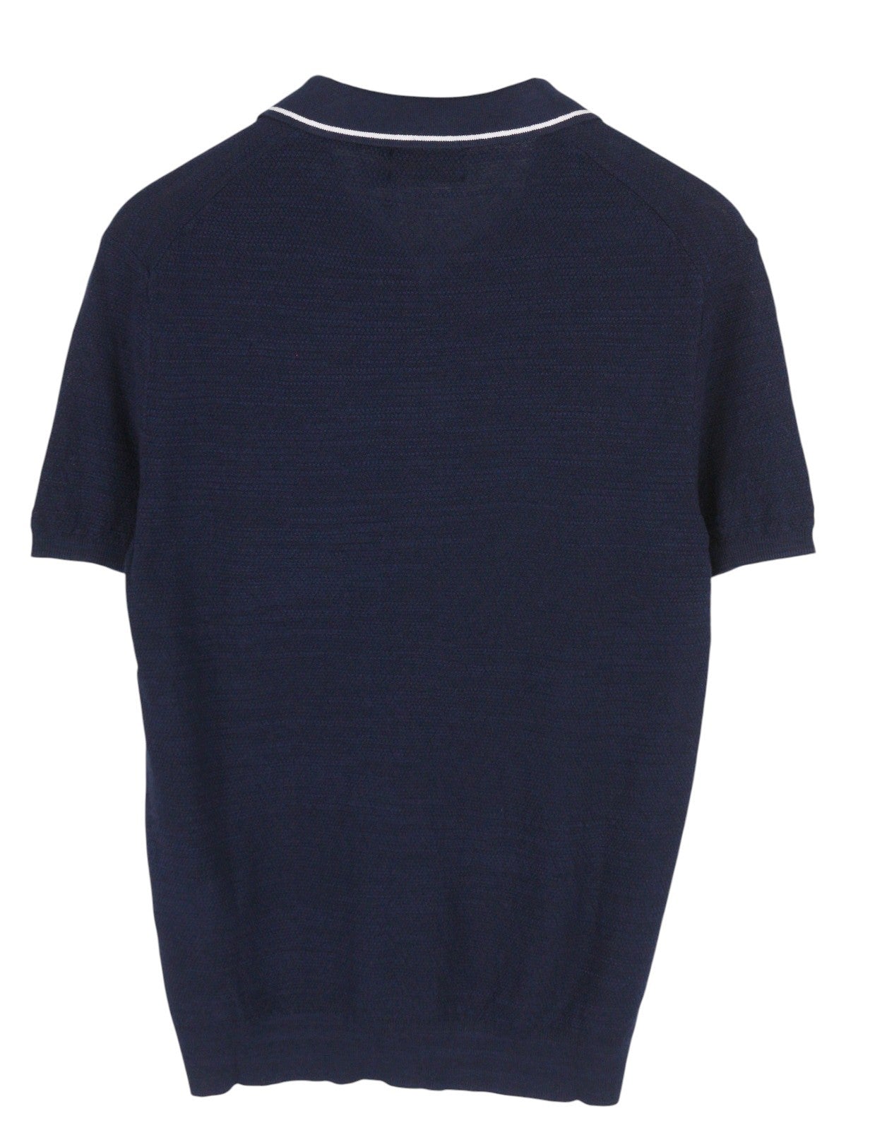 RALPH LAUREN Men's T-Shirt S Blue Linen Blend Textured Short Sleeve Polo RRP241