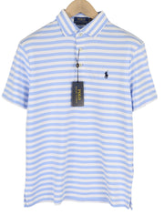 RALPH LAUREN Men's Polo S Blue Striped Custom Slim Fit