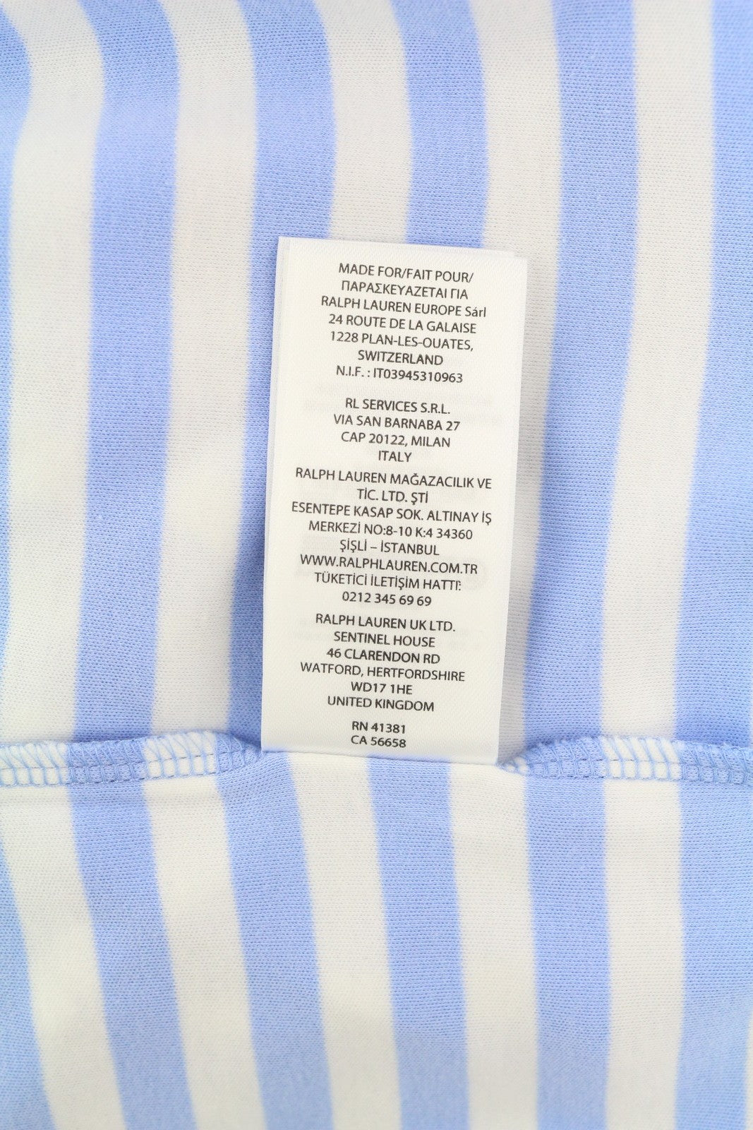 RALPH LAUREN Men's Polo S Blue Striped Custom Slim Fit