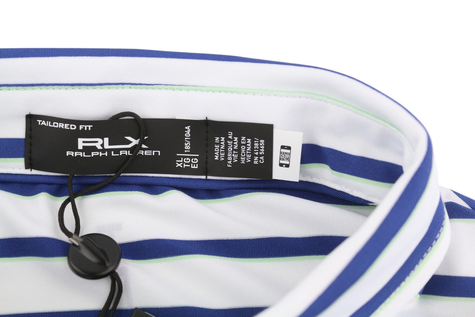 RLX RALPH LAUREN Golf Men's Polo XL White Stripe Short Sleeve Wicking