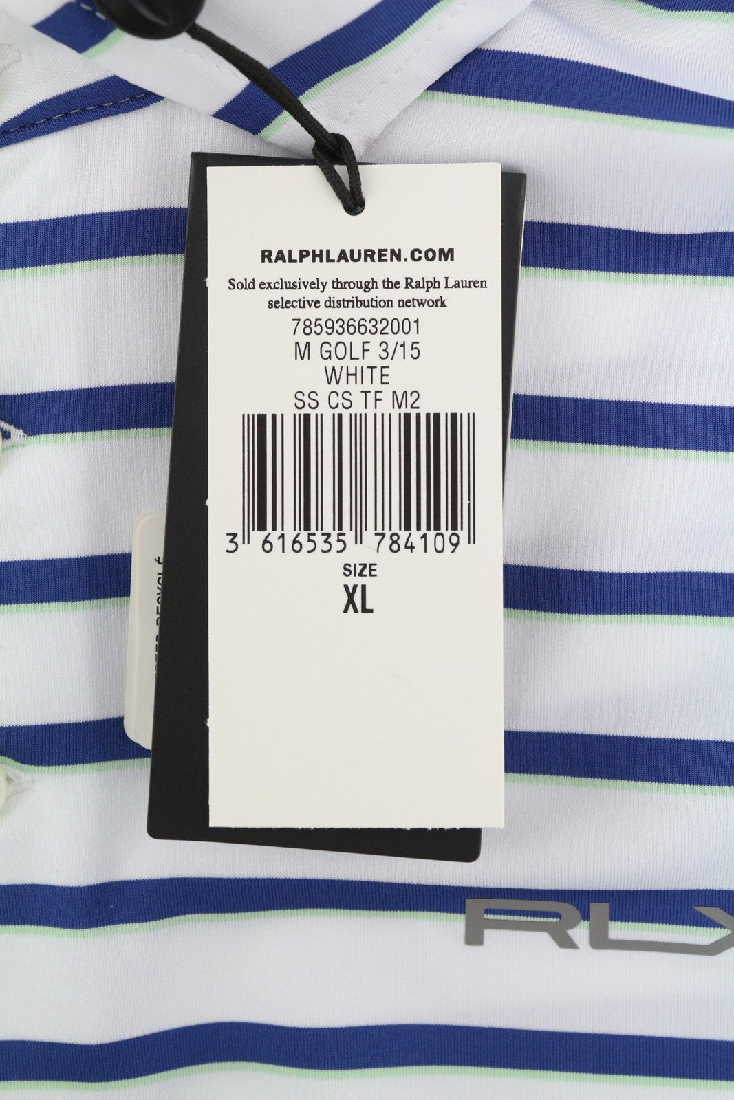 RLX RALPH LAUREN Golf Men's Polo XL White Stripe Short Sleeve Wicking