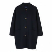 GANT Handstitched Varsity Women Coat XL Evening Blue Wool Cashmere Blend RRP825