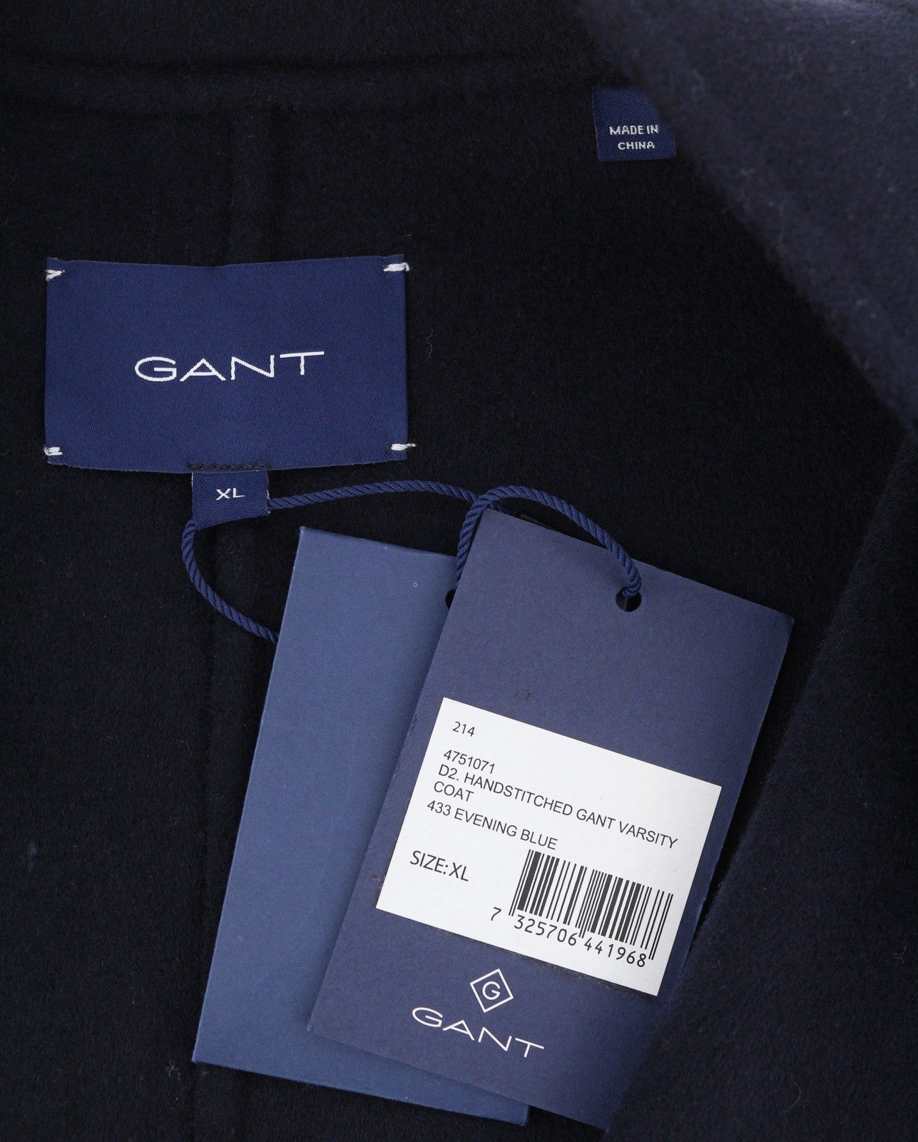 GANT Handstitched Varsity Women Coat XL Evening Blue Wool Cashmere Blend RRP825