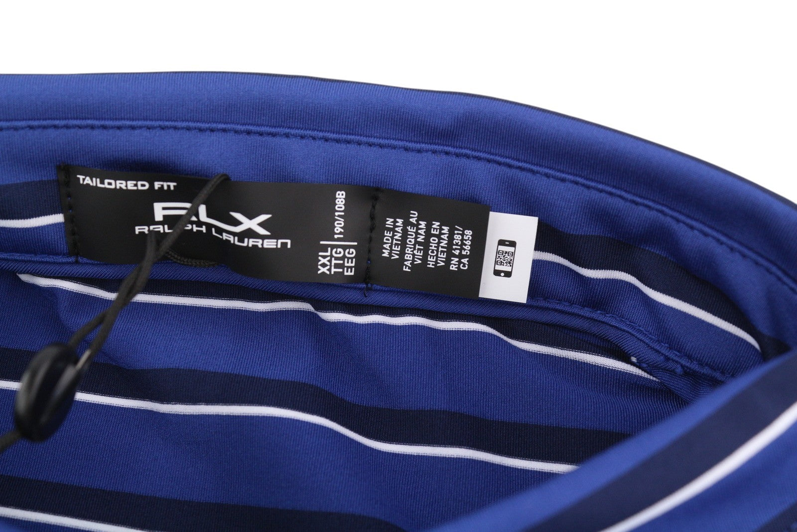 RLX RALPH LAUREN Golf Men's Polo 2XL Blue Stripe Moisture Wicking