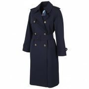 GANT Trench Coat Women Jacket M Evening Blue Double Breasted Belted Mid-Length