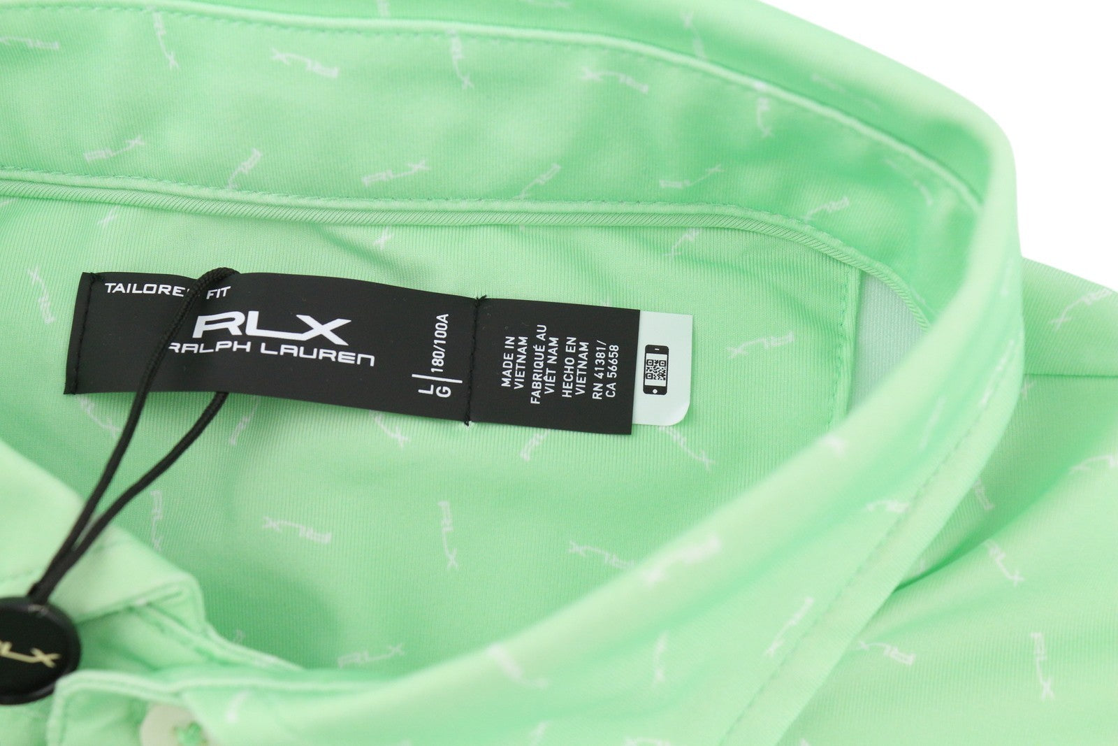 RLX RALPH LAUREN Golf Men's Shirt L Green Patterned Wicking Logo