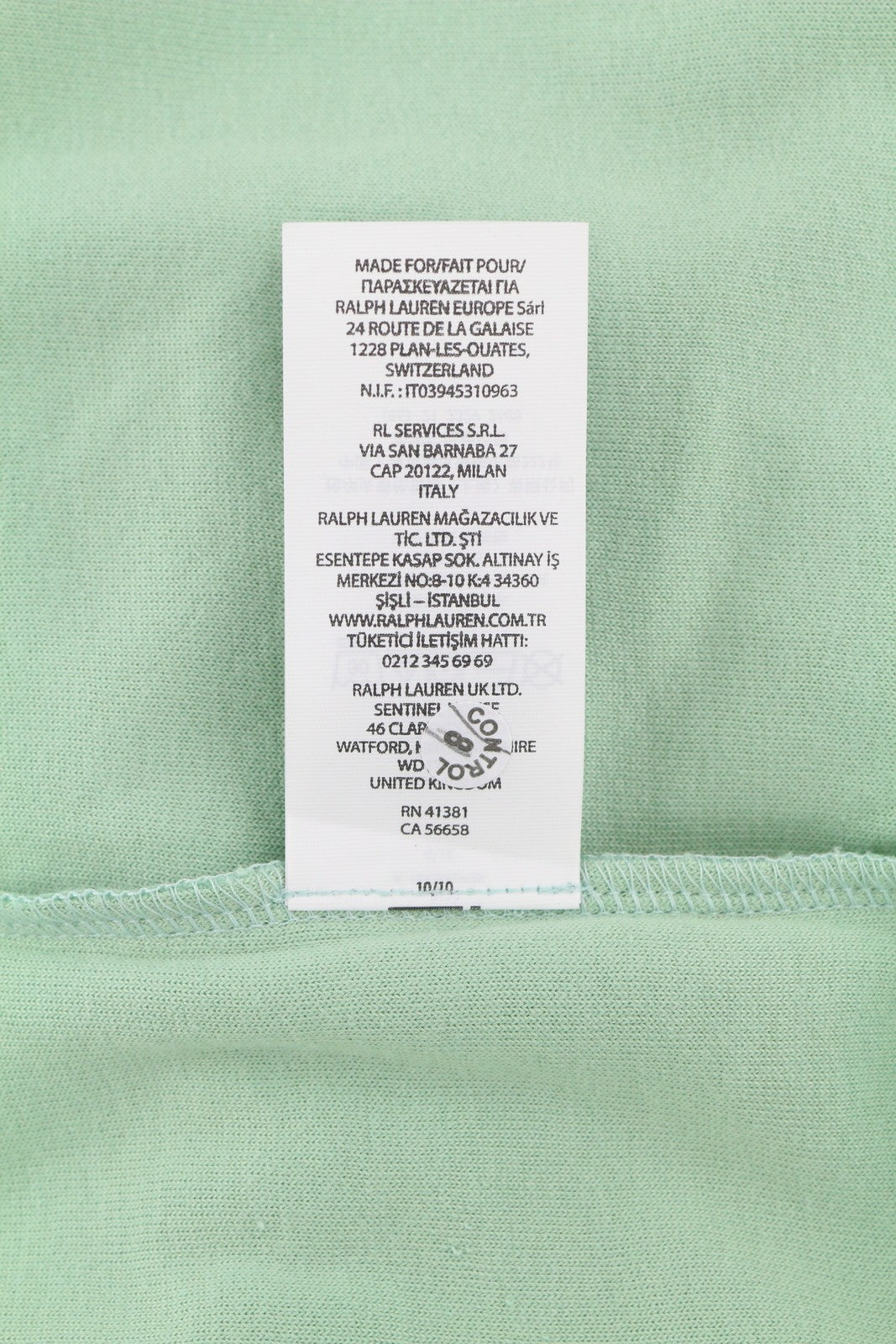 RALPH LAUREN Men's T-Shirt XL Green Fleece Pocket RRP159