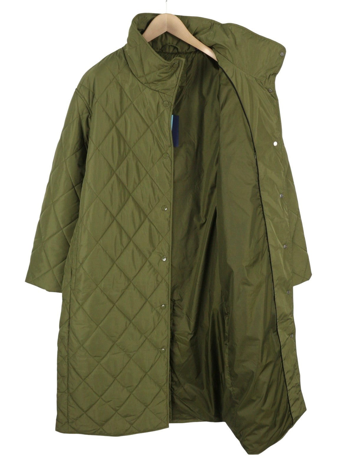 GANT Quilted Women Jacket XL Hunter Green Padded Quilted Belted Snap Mid-Length