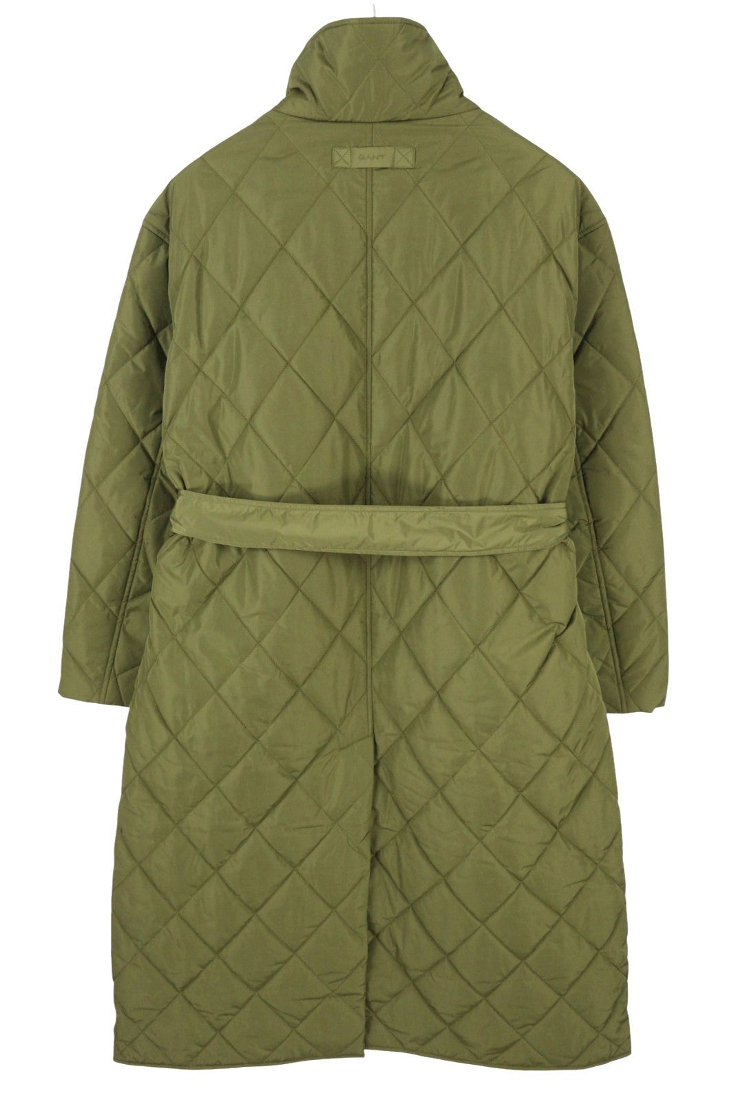 GANT Quilted Women Jacket XL Hunter Green Padded Quilted Belted Snap Mid-Length