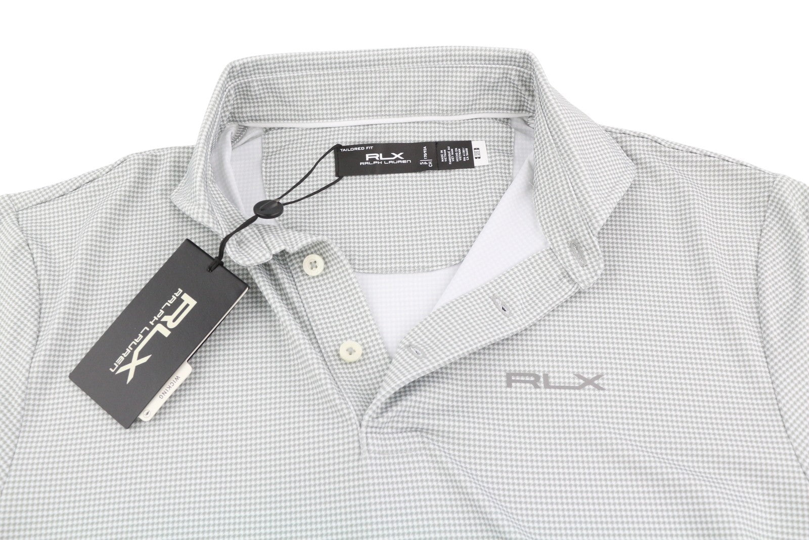 RLX RALPH LAUREN Golf Men's Polo S Grey Houndstooth Wicking