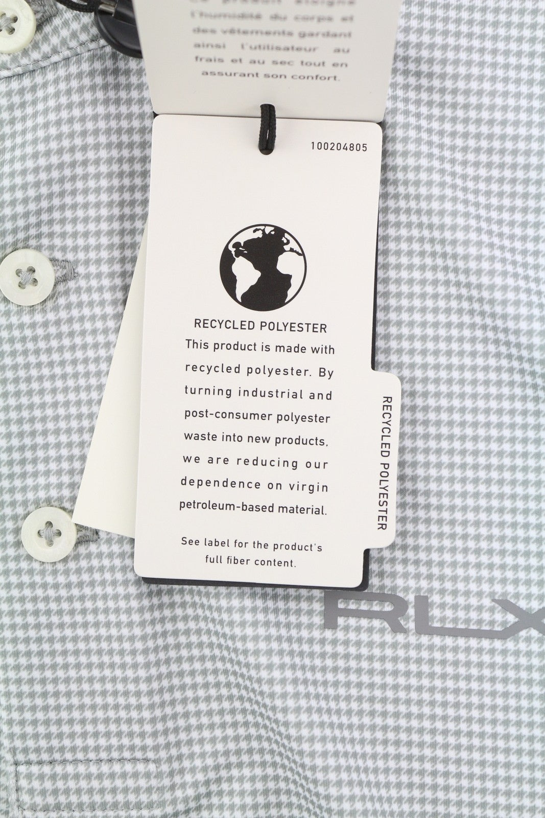 RLX RALPH LAUREN Golf Men's Polo S Grey Houndstooth Wicking